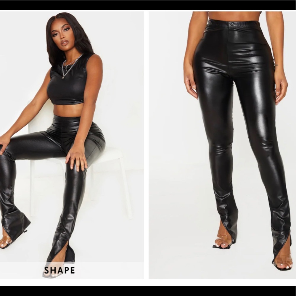 PLT split hem leather pants